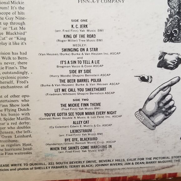 Mickie Finn's America's No. 1 Speakeasy 1966 Vinyl LP Record (DS 50009) - Picture 3 of 9